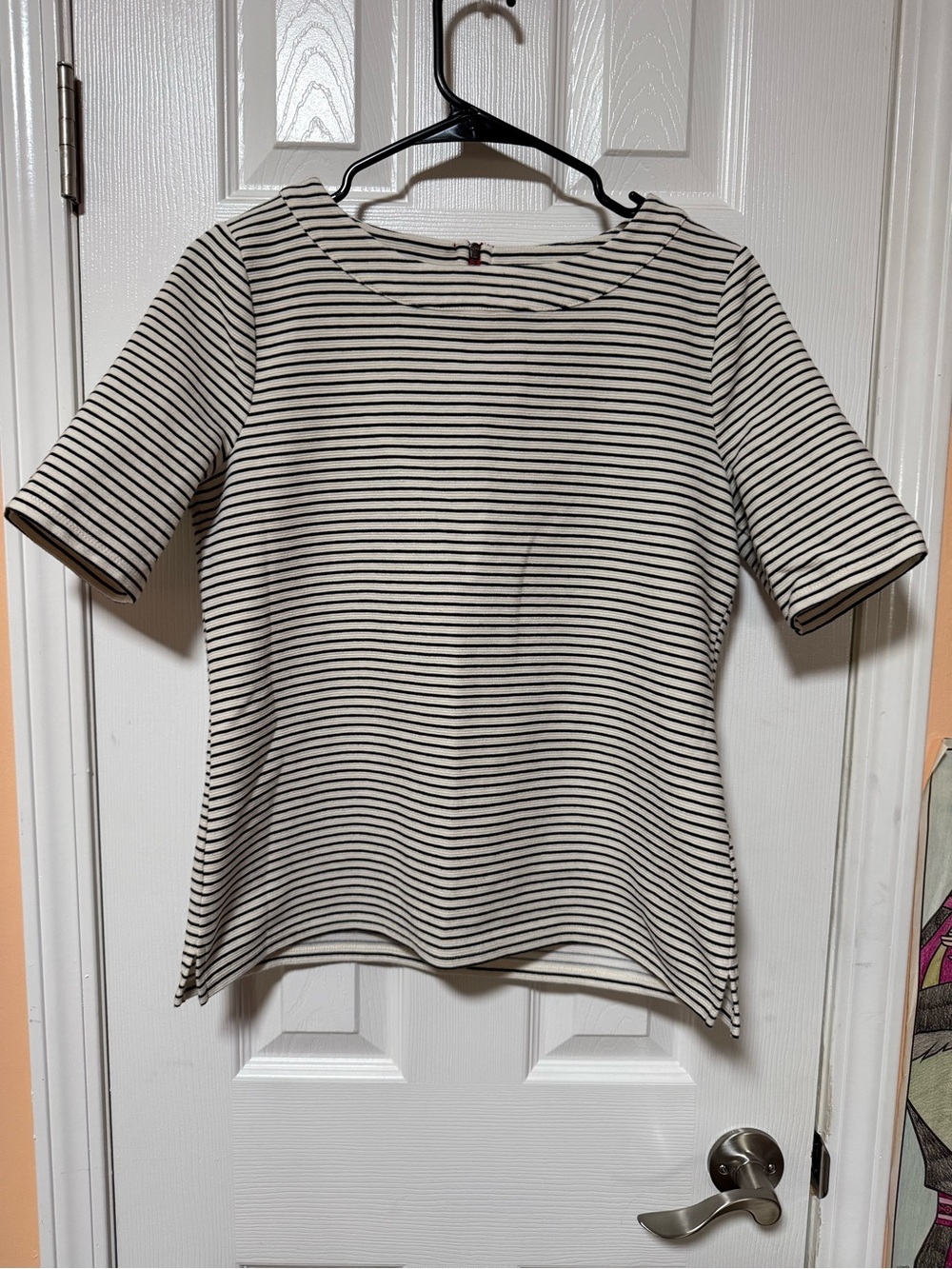 Talbots Black & White Striped Short-Sleeve Crewneck Top